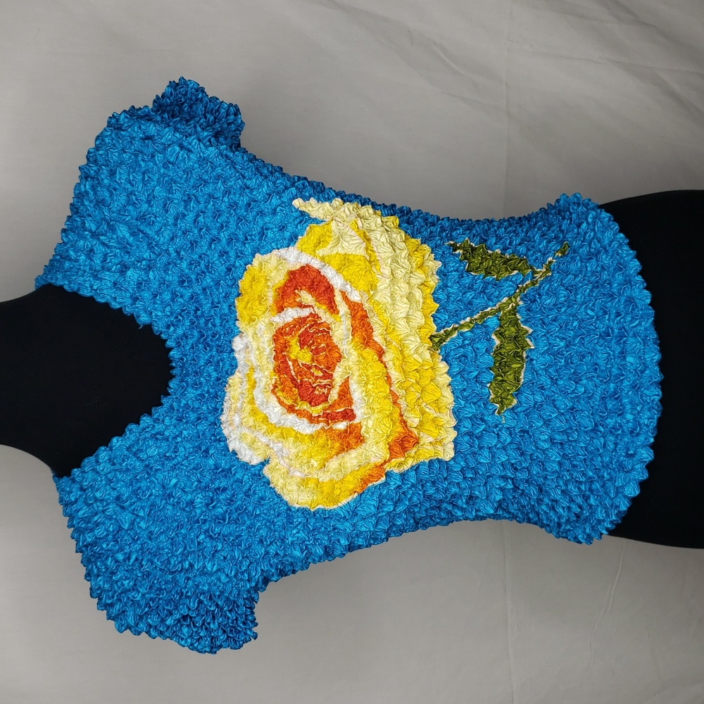 Vintage No Boundaries Juniors Bubble Popcorn Crop Top One Size Y2K Retro Blue